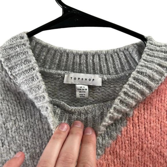 Women’s pink and blue round neck top shop knitted sweater - Picture 2 of 3